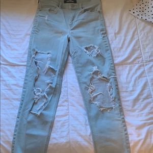 EXPRESS destroyed girlfriend fit jeans